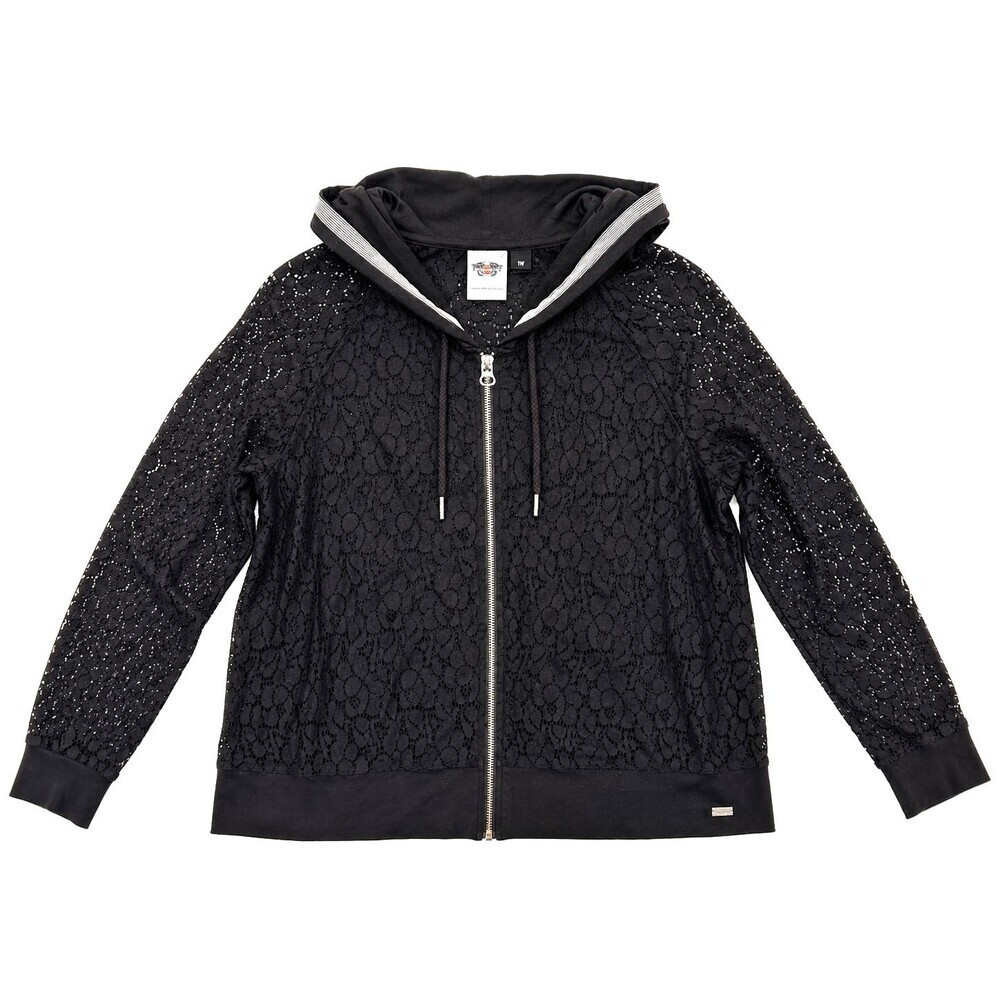 Harley Davidson Lace Hoodie Full Zip Jacket Women's Size 1W 18 20 Black - Picture 2 of 10